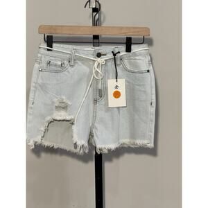 Evidnt Womens Denim Shorts 25 Cut Off Mid Rise Stretch Jeans Raw Hem Short